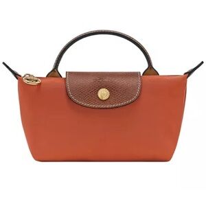 Longchamp Mini Bag in Orange with Brown Flap